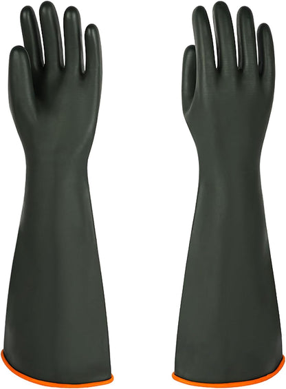 North Tower Heavy-Duty Latex Chemical Resistant Gloves - Reusable Long Rubber Dishwashing Gloves with Forearm Protection for Men - Waterproof, Industrial Safety Gear,18“，1 Pair