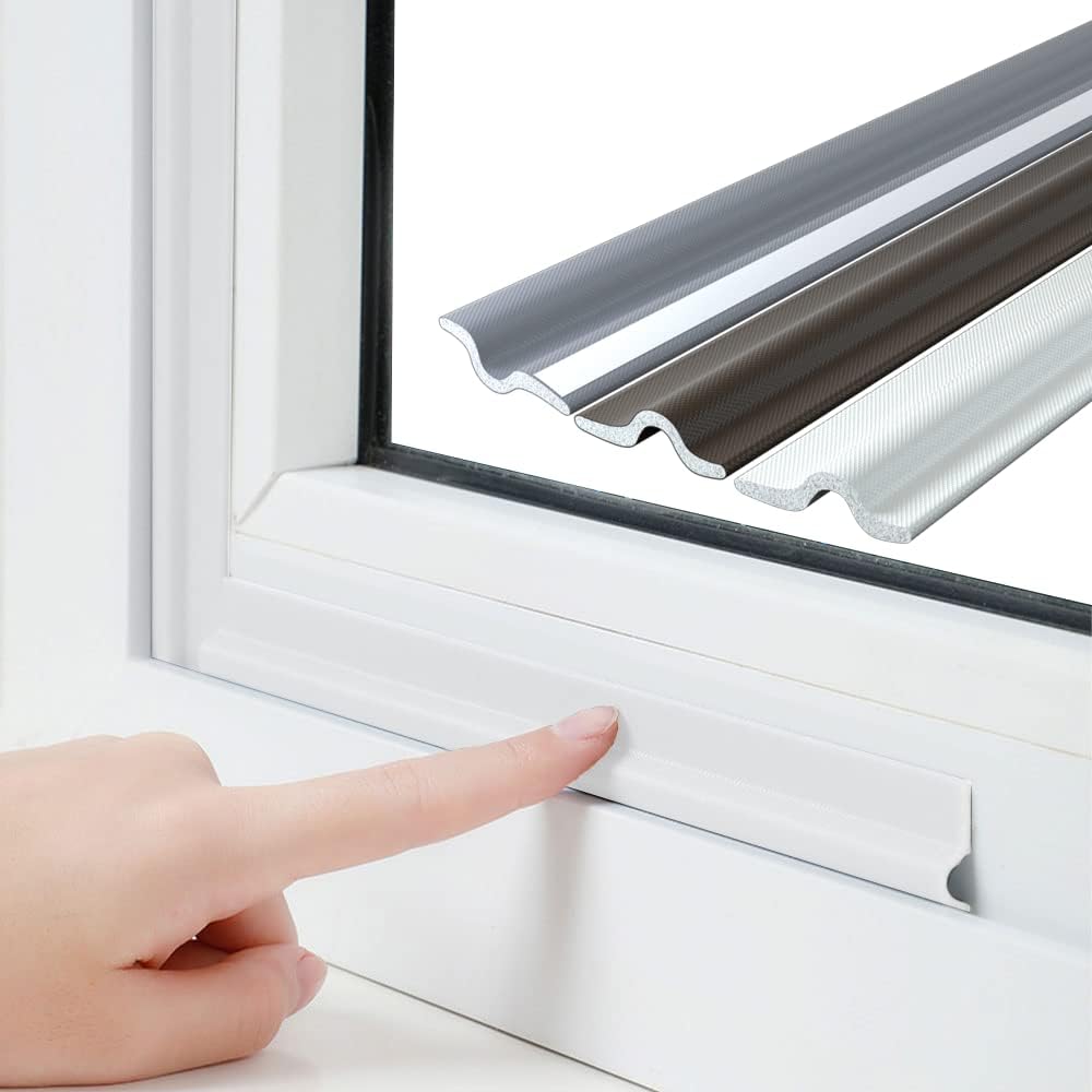 26 Feet Window Draft Stopper Foam Seal Strip Self Adhesive, Window Insulation and Door Side Weather Stripping Soundproof, Door Bottom Sweep Noise Gap Blocker (White)