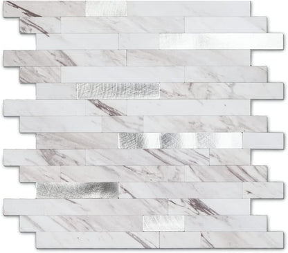Yipscazo 2026 New Upgrade 11.34" X 11.57" Peel and Stick Backsplash, Stick on Backsplash Tiles for Kitchen, Bathroom, Fireplace (10 Sheets, Beige Rocks + Rose Gold)