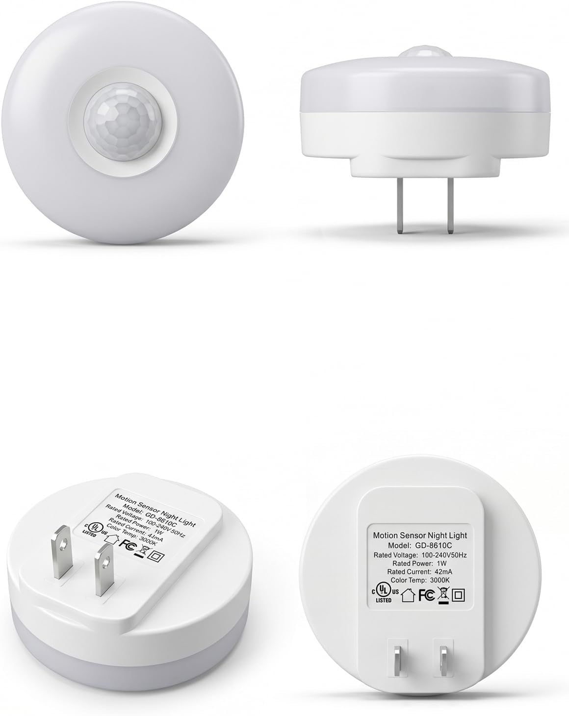 YELKO Motion Sensor Night Light - Plug-in 6000K Cool White Anti-Glare LED Nightlight, Ultra Bright Cozy Soft Glow Not Dazzling for Hallway, Stairs, Garage, Bedroom, Bathroom, Garage, Kitchen, 2 Pack