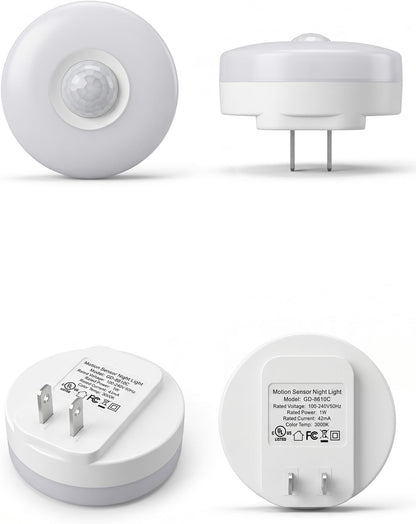 YELKO Motion Sensor Night Light - Plug-in 6000K Cool White Anti-Glare LED Nightlight, Ultra Bright Cozy Soft Glow Not Dazzling for Hallway, Stairs, Garage, Bedroom, Bathroom, Garage, Kitchen, 2 Pack