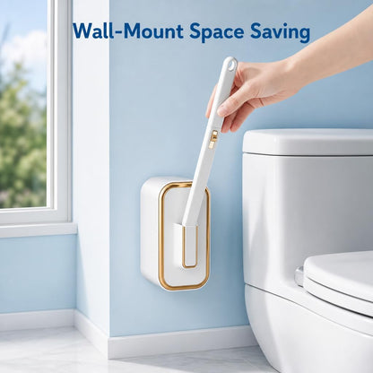 Disposable Toilet Brush and Holder Set with 48 Refill Heads, Hygienic Disposable Brush Head, Wall Mountable Space Saver, No-Touch Handle Operation for Bathroom Cleaner