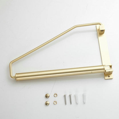 Folding Clothes Hanger Gold Brushed Drying Clothes Rack Wall-Mounted Space Saver for Laundry Room Closet, Brass, 12 Inch