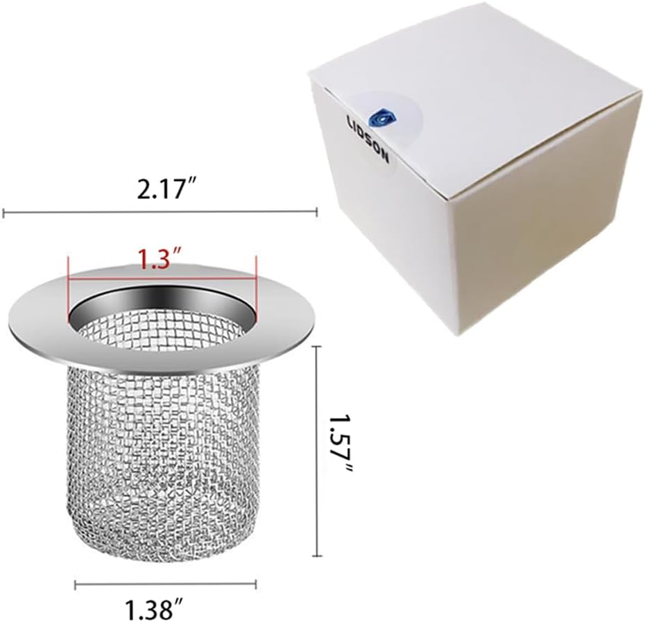 Shower Drain Hair Catcher, Shower Drain Basket, Easy to Clean Stainless Steel Mesh Hair Trap, Reusable Anti-Clog Drain Strainer Filter for Bathroom Sink, Shower & Tub, Fits 2-Inch Inner Diameter Holes