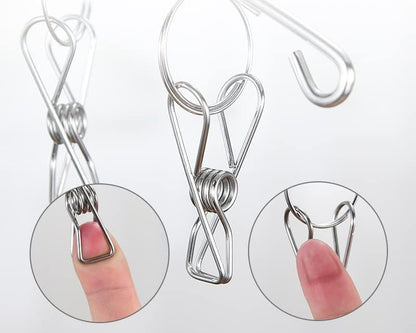DurReus Reusable Stainless steel Drying Rack Laundry Drip Hanger 8 Clips Closet Organizer for Hanging Lingerie,Underwear,Clothes Disapers,Mitten,Socks,Hats,Bras,Skirts,Scaf
