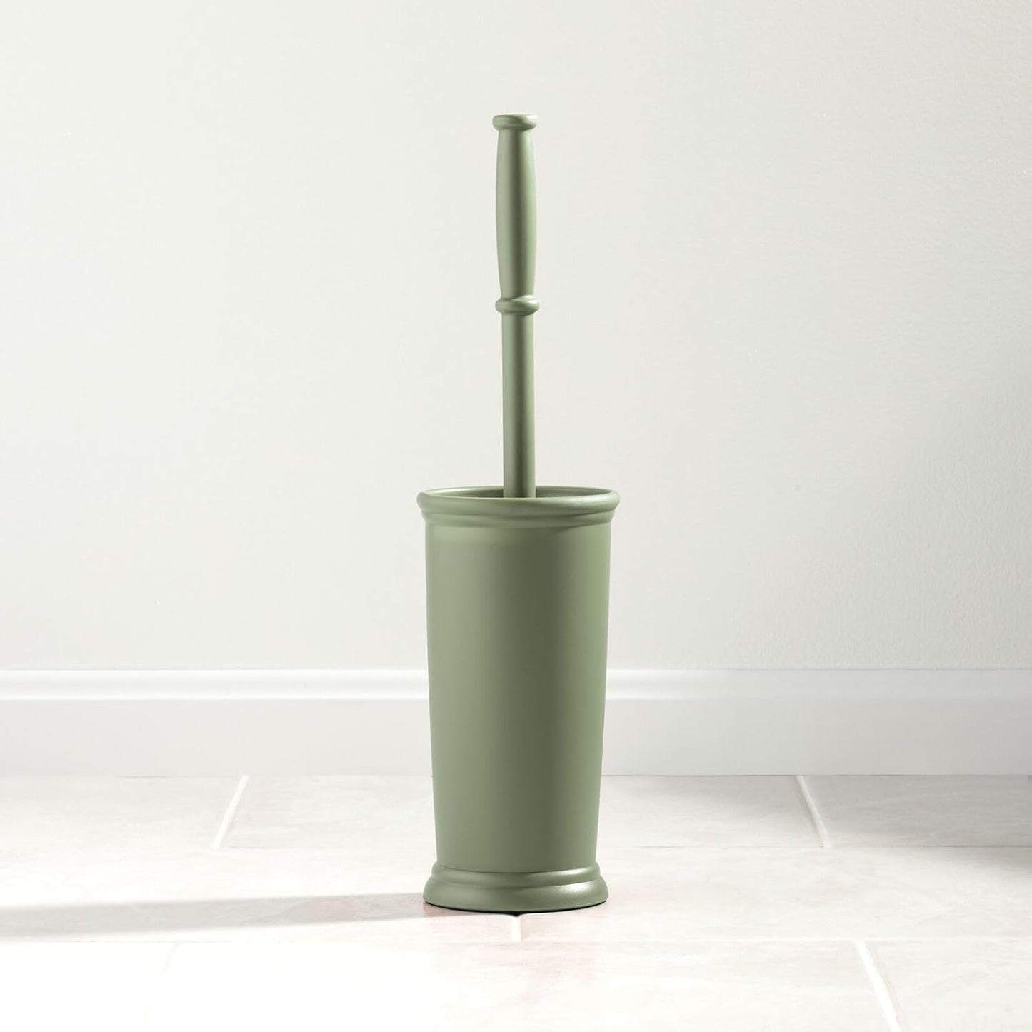 mDesign Metal Freestanding Slim Toilet Bowl Brush and Holder