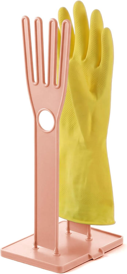 JJUNW 1 Pc Kitchen Gloves Holder, Dish Glove Holder Reusable Plastic Glove Drying Rack, Vertical Pink Rubber Glover Drying Dryer Rack for Dish Gloves Rags Sponge Kitchen Organizer