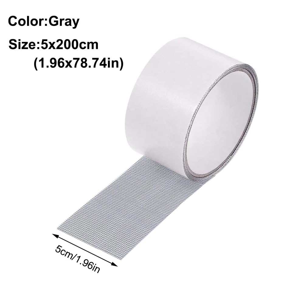 SKYPRO Window Mosquito Net Repair Tape Self Adhesive Window Screen Repair Patch Strong Anti-Insect Fly Mesh Broken Holes Repair(2Pcs,Grey)