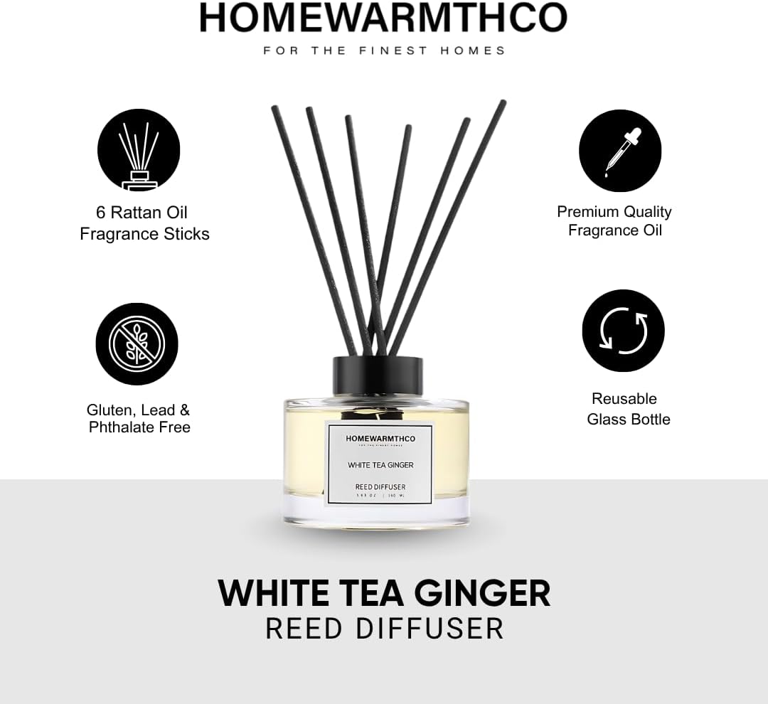 Clean Linen Reed Diffuser Set - Luxury Fragrance Reed Diffusers for Home. Office, Bathroom, Kitchen and Home Decor - Long-Lasting Scent with Non-Toxic Oils (5.63 oz, 160ml)