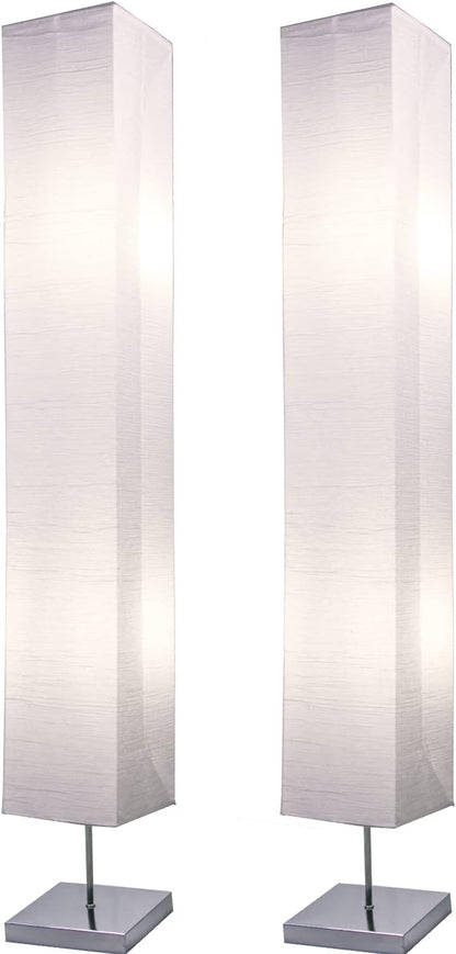 LIGHTACCENTS Home Decor Floor Lamp (Set of 2) 59 Inch Paper Floor Lamp Pair with Polished Chrome Base, Room Decor Lamps for Living Room, Rice Paper Lantern Lights, On/Off Footswitch