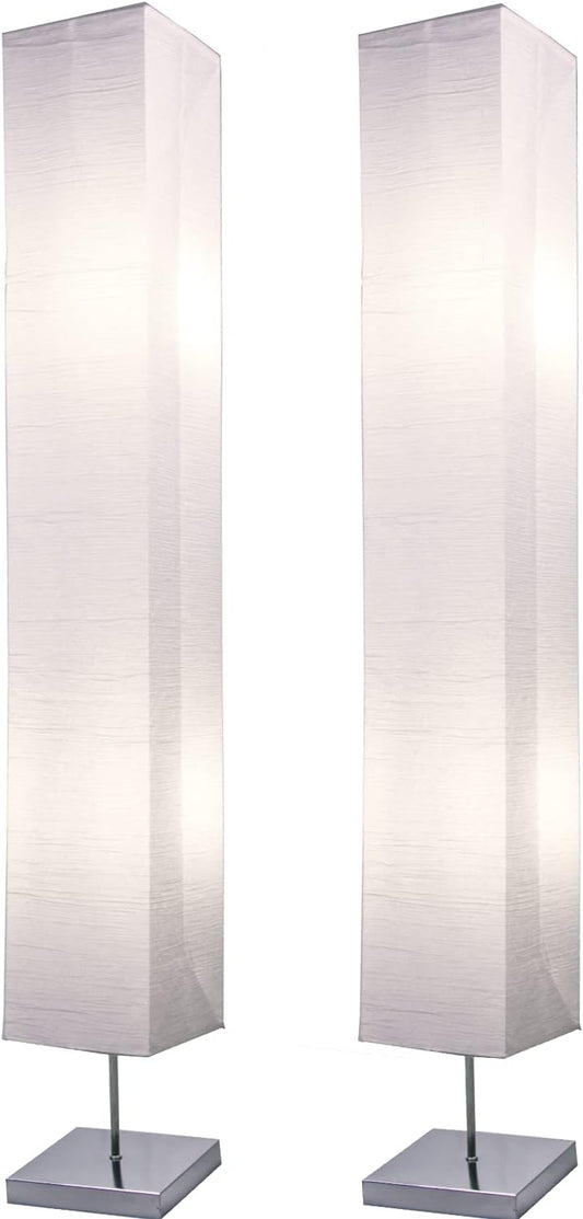 LIGHTACCENTS Home Decor Floor Lamp (Set of 2) 59 Inch Paper Floor Lamp Pair with Polished Chrome Base, Room Decor Lamps for Living Room, Rice Paper Lantern Lights, On/Off Footswitch