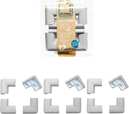 Roving Cove HeftyFit Corner Protector for Baby (4 Large Corners), Heavy-Duty Soft Rubber Foam Furniture Corner Bumper Guards, 3M Adhesive Pre-Taped, Oyster White (Off White)