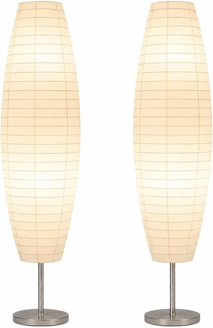 LIGHTACCENTS Paper Floor Lamp Set of 2, 59" Tall Modern Standing Lamps for Living Room, Bedroom, Dorm, Apartment, Asian Style Rice Paper Shade Lantern Lights, 2-Pack