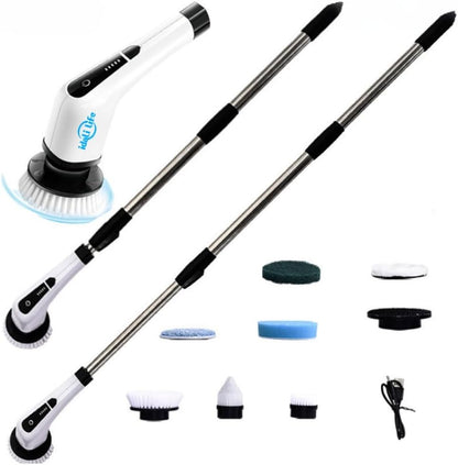 Electric Spin Scrubber with Interchangeable Brush Heads, 8 Pieces