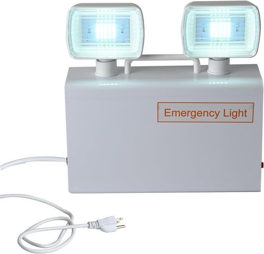 Plug in Emergency Lights for Business Home Power Failure 4Hours 300lm LED Commercial Emergency Light Fixtures with Battery Backup Rechargeable Adjustable Two Heads AC85-277V