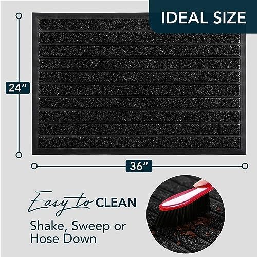 ubdyo Extra Durable Door Mat - Dirt Trapping Outdoor Welcome Mats - Non-Slip Outdoor Indoor Entrance - Low Profile Front Doormat (30" x 17", Bright Brown)