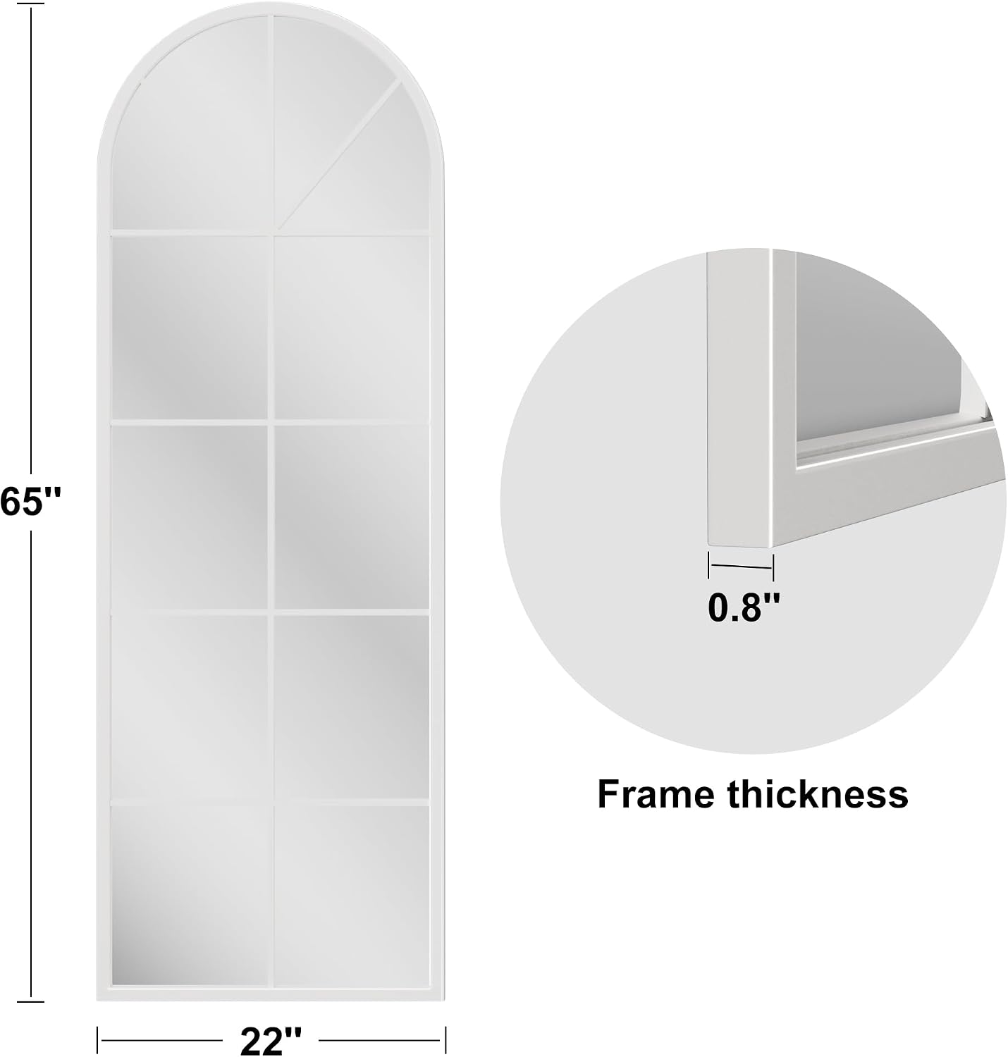 OGCAU Floor Full Length Mirror, 56"x20" Arched Full Body Mirror, Hanging or Leaning, Standing, Wall Mounted with Aluminum Frame for Bedroom Living Room, White