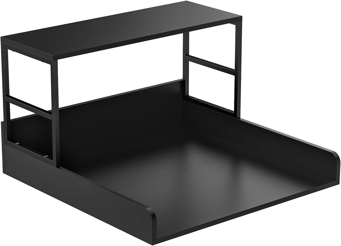 Washer Dryer Countertop with Guardrails, Heavy Duty Laundry Room Counter Top with Anti-Slip Strips & Storage Space, Waterproof Over Washer Dryer Shelf for Laundry Room Organization Black