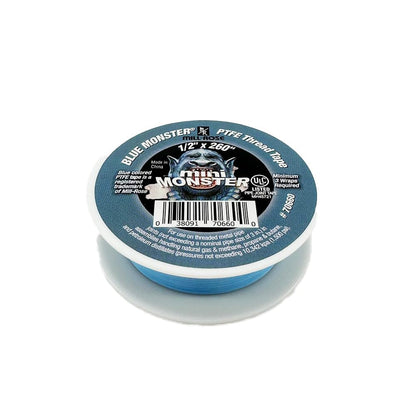 Millrose 70660 Monster Roll PTFE Thread Seal Tape, 1/2-Inch x 260-Inch, Blue | Dense blue PTFE tape seals threaded plumbing connections; 1/2 in width and 260 in length for water, air, and general service.