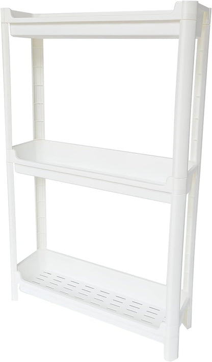 Slim Rolling Storage Cart with Wheels, Narrow Bathroom Cabinet Organizer for Small Spaces,Thin Shelf Unit,Kitchen,White (3 Tier)