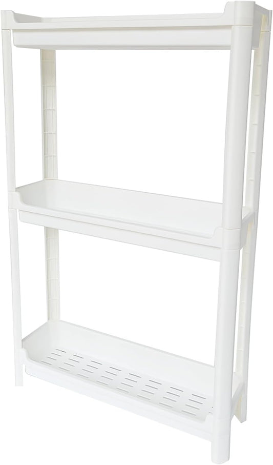 Slim Rolling Storage Cart with Wheels, Narrow Bathroom Cabinet Organizer for Small Spaces,Thin Shelf Unit,Kitchen,White (3 Tier)