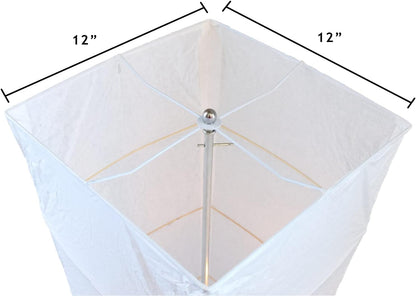 fantado 4-FT Tall White Hako Rice Paper Lantern Standing Floor Lamp w/Black Foot Switch Cord and Bulbs (12 inch x 48 inch w/Light Bulbs) - Asian-Inspired Affordable Home Decoration
