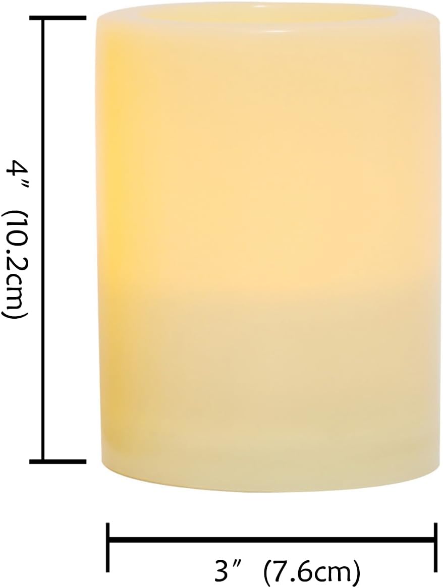 CANDLE CHOICE Waterproof Outdoor Battery Operated Flameless Candles with Remote Timer Plastic Flickering Fake Electric LED Pillars for Lantern Garden Wedding Christmas Decorations 3x4 Inches 3 PCS