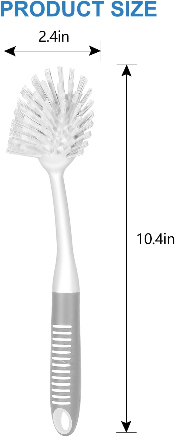 SetSail Dish Brush with Handle, 2 Pack Stiff Bristles Dish Scrubber with Built-in Scraper Dish Scrub Brushes for Cleaning Dishes, Pots and Pans, Kitchen Sink