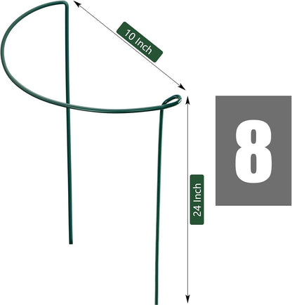 FEED GARDEN 8 Pack Peony Cages and Supports, Plant Support Stakes for Outdoor & Indoor Plants, 10" W x 16" H Half Round Garden Plant Support Rings for Peonies, Hydrangeas, Roses, Dahlias