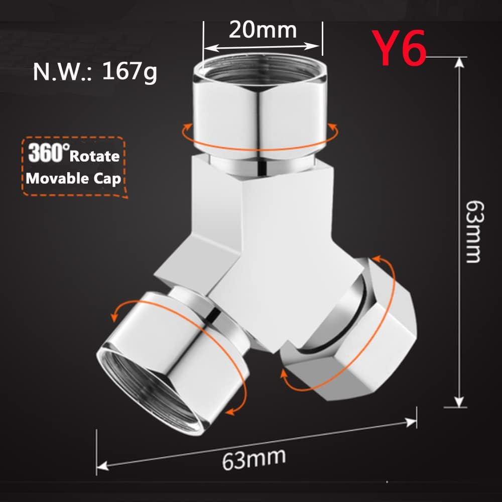 Water Diverter Fitting Adapter, Add-A-Tee G1/2" Hose Connector Adapter for Angle Valve adapter, Shower arms, Toliet Bidet Sprayer, Hose Pipe Fittings (3 Way T2)