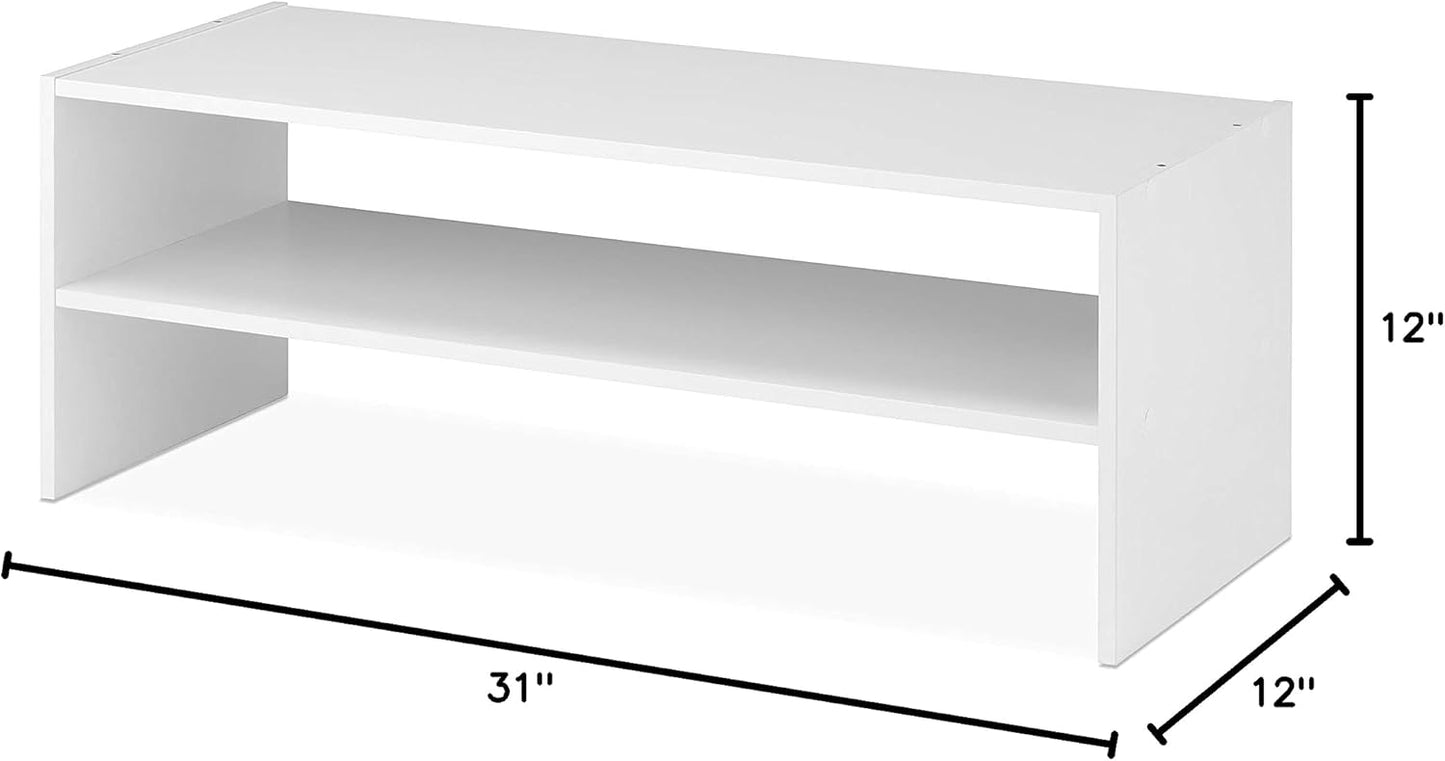 Whitmor Wood Stackable 2-Shelf Shoe Rack, White, 24 inches