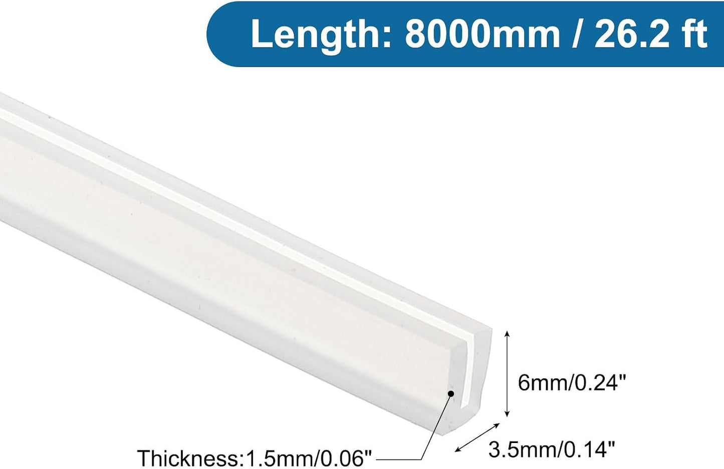 PATIKIL U Channel Edging Trim, 26Ft Sheet Metal Edge Guard Protector Rubber Edge Trim Air Sealed Seal Strip, 5/64" Slot, Fits 1/16"-5/64" Edge, 9/32" x5/128 x5/32