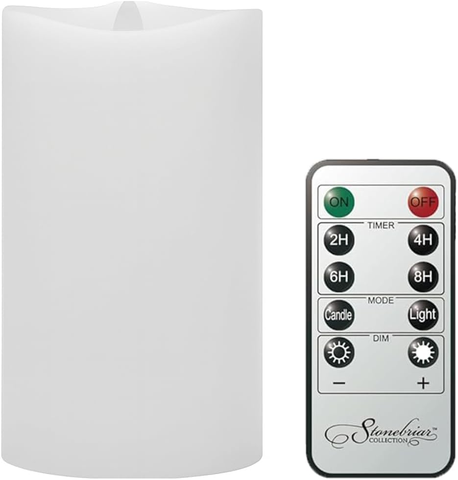 Stonebriar 6 Count White Real Wax 3x3 Flameless LED Pillar Candles with Remote and Timer