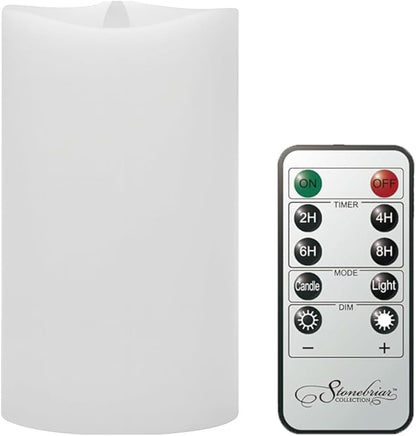 Stonebriar 6 Count White Real Wax 3x3 Flameless LED Pillar Candles with Remote and Timer