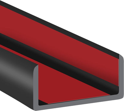 Slimline Cabinet Door Edge Protector, 3/4" Self Adhesive Peel and Stick Rubber Edge Guards, Flexible U Shaped Strips for Kitchen & Garbage Drawer Fronts, Edge Trims for Desks and Shelfves, Black, 10Ft