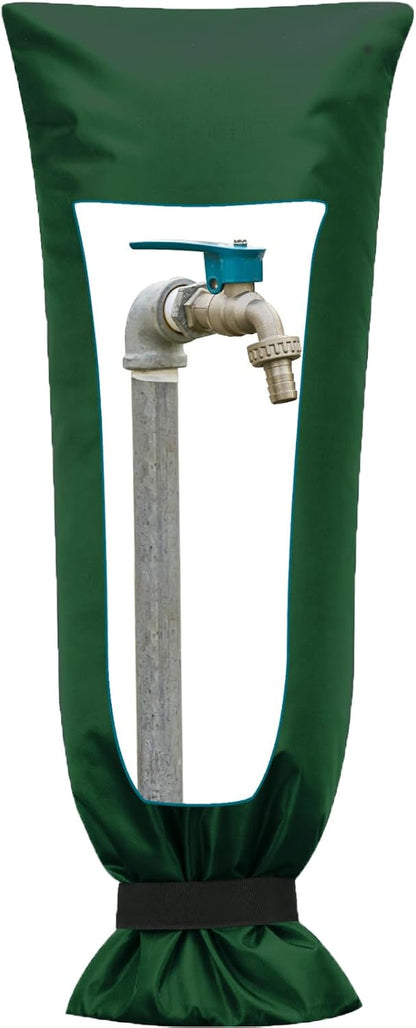 Frienda Outdoor Faucet Cover for Winter Freeze Protection 25'' x 10'' Winter Outside Large Backflow Preventer Insulation Spigot Hose Bib Cover for Garden Lawn Faucet Yard Hydrant(Green,2 Pieces)
