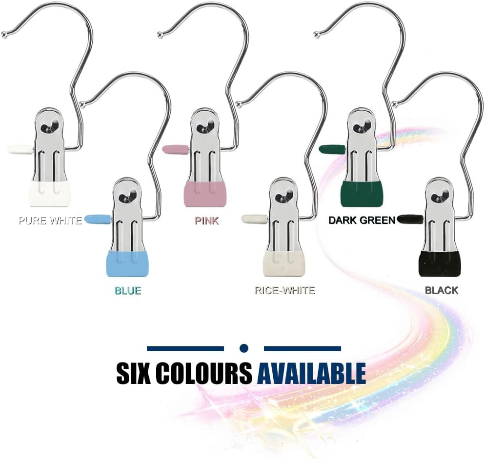 Hangers Clips,Stainless Multi Function Clip Hooks,Laundry Hanging Hooks Clips,Closet Hangers,Boot Clips， Hats Clips,Socks Clips,Pants Clips, Bras Clips(50, Pure White)