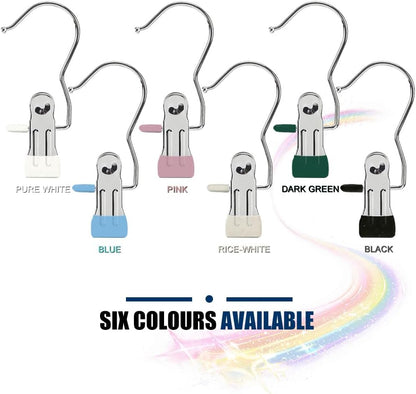 Hangers Clips,Stainless Multi Function Clip Hooks,Laundry Hanging Hooks Clips,Closet Hangers,Boot Clips， Hats Clips,Socks Clips,Pants Clips, Bras Clips(50, Pure White)