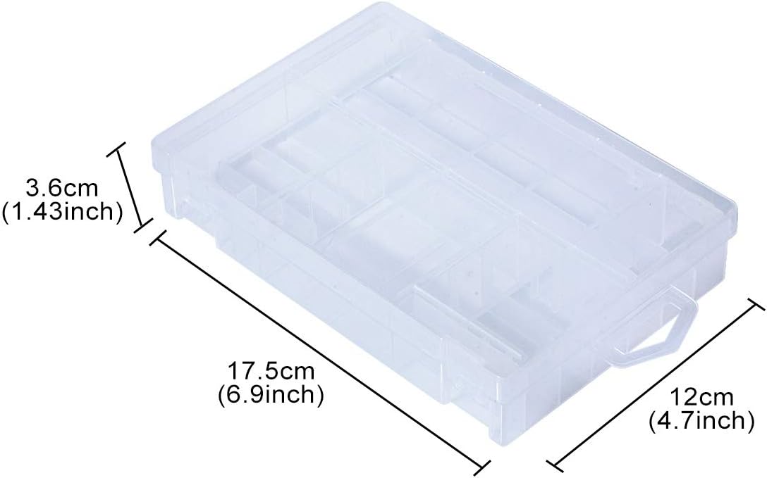 47 Batteries Organizer Storage Case Box Holder Clear Plastic Container Portable- Holds 16 AAA+20 AA+ 2 9V+5 C+4 D Various Sizes and Tester