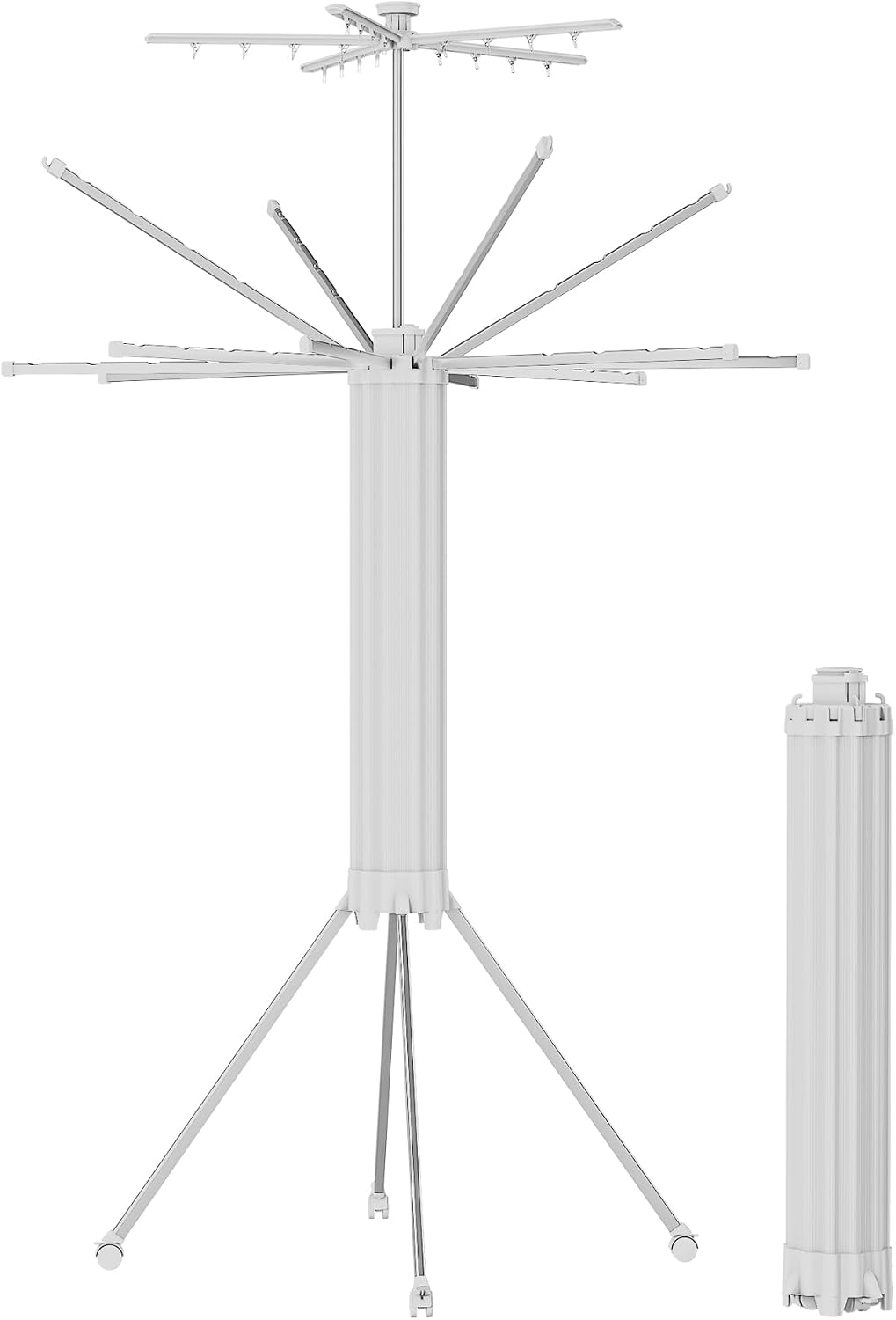 JOOM Tripod Clothes Drying Rack, Garment Rack Portable and Foldable Space Saving Laundry Drying Rack - Drying Rack Clothing Floor Folding Balcony Bedroom Household Wooden