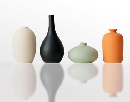 Small Ceramic Matte Vase Set 4 for Modern Home Decor Flower Decoration Office,Bookdesk, Bookshelf, Centerpieces, Tables, Living Room, Dining Table, Bedroom Shelf Entryway Ornament Gift