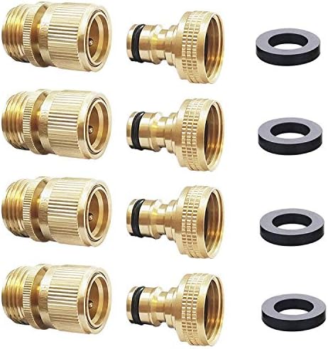 HQMPC Garden Hose Quick Connect Solid Brass Quick Connector Garden Hose Fitting Water Hose Connectors 3/4 inch GHT