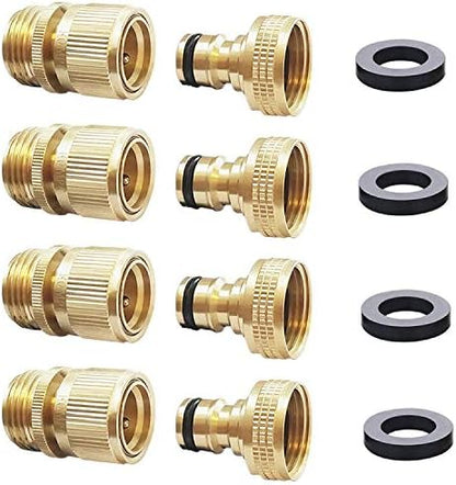 HQMPC Garden Hose Quick Connect Solid Brass Quick Connector Garden Hose Fitting Water Hose Connectors 3/4 inch GHT