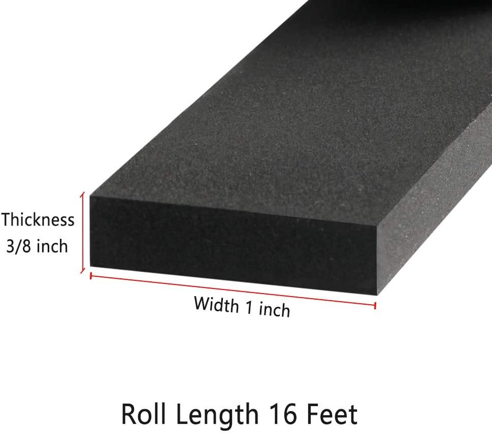 Neoprene Weather Stripping -2" W x 1/8" T- Self Adhesive Foam Rubber Seal Strip Tape for Sliding Door Window Insulation