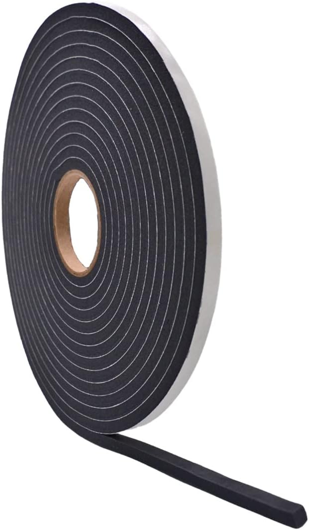 WOD Insulation Foam Tape Self Adhesive - 1/16 Thick x 3/16 Width - 150 feet - Made in USA Weather Stripping, HVAC, Sealing Doors, Windows, Pipes, Cooling, Sound Proof, and Air Conditioning.