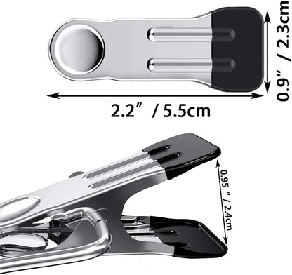 10PCS Small Clothes Pin with Hook for Easy Hanging, Stainless Steel Clothespins, Metal Laundry Grip Clips, Anti Rust, Multipurpose