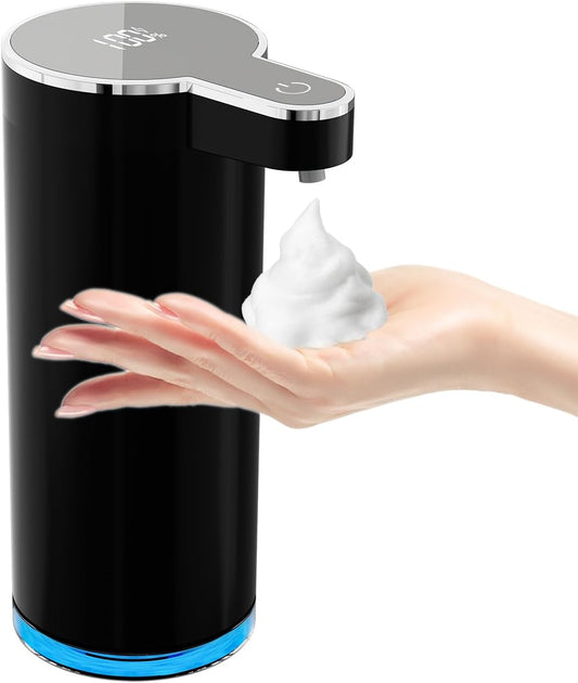 Automatic Foaming Soap Dispenser,Touchless Foam Soap Dispenser,12oz Rechargeabled Wall Mounted Smart for Bathroom and Kitchen Dish Soap,Easy for Toddlers（Brushed Silver）