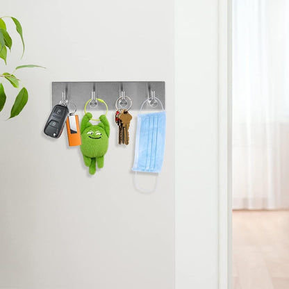 Picowe Key Holder for Christmas Wall Decorative, Adhesive Stainless Steel Key Hooks, Key Hanger Key Organizer Towel Hook Coat Hanger for Entryway Hallway Kitchen (Four Rows, Golden 1 PC)