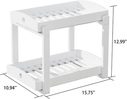 APRTAT 2 Pack Under Sink Organizer, Bamboo Wooden 2-Tier Pull-Out Storage with Sliding Drawers for Kitchen and Bathroom Cabinets, Easy Installation (Natural)