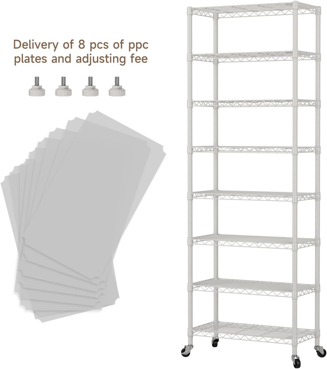 Golpart 4 Tier Adjustable Storage Shelves Metal Utility Shelf Wire Shelving Unit Organizer Rack for Home Kitchen Office Bathroom Pantry Room 12" D x 18" W x 44" H